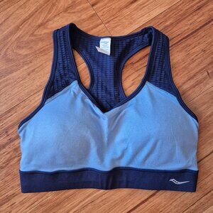 Saucony 2-Tone Blue Sports Bra, Size L